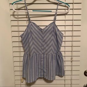 Primark Blue Striped Peplum Strappy Blouse